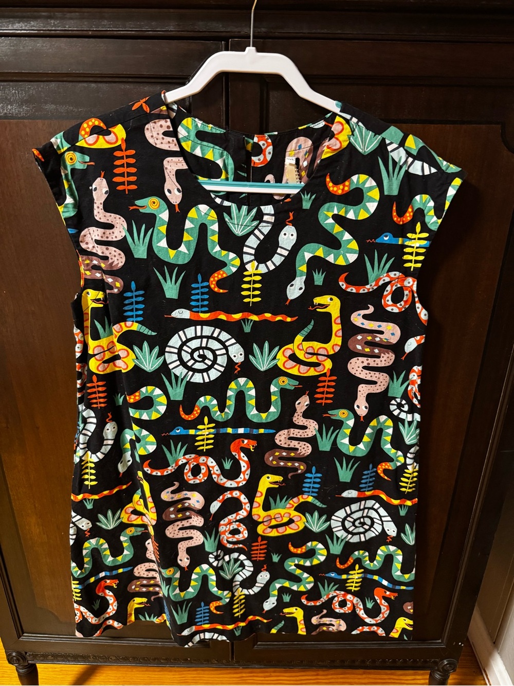 Uncle Frank Black Midi Dress with Multicolor Snake Print